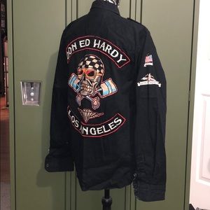 Ed Hardy Los Angeles button down Moro shirt Mens M